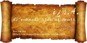 Árokszállási Anett névjegykártya