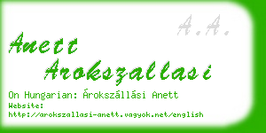 anett arokszallasi business card